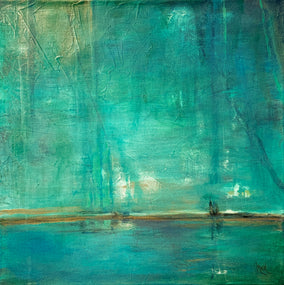 Original art for sale at UGallery.com | Aquatic Resonance by Mandy Main | $875 | mixed media artwork | 20' h x 20' w
