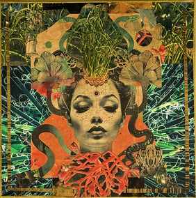mixed media artwork by Mandy Main titled Snake Charmer