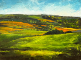Original art for sale at UGallery.com | Bucolic Valley by Mandy Main | $3,200 | oil painting | 36' h x 48' w