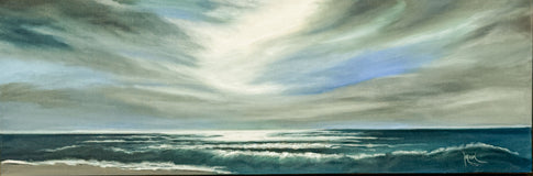 Original art for sale at UGallery.com | Luminance by Mandy Main | $1,000 | oil painting | 12' h x 36' w | thumbnail 1