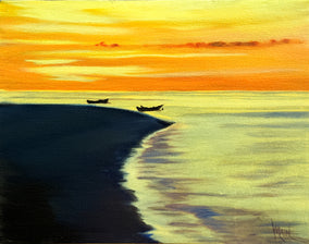Original art for sale at UGallery.com | Samui Sunrise by Mandy Main | $550 | oil painting | 11' h x 14' w
