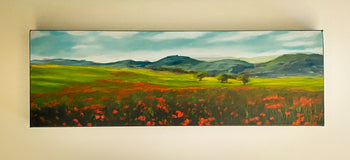 Original art for sale at UGallery.com | Superbloom in Tuscany by Mandy Main | $625 | oil painting | 8' h x 24' w | thumbnail 3