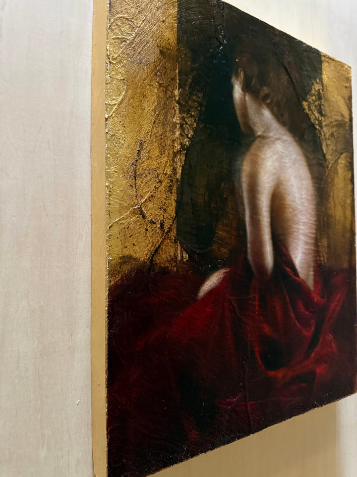 Draped in Red by Mara Light |  Side View of Artwork 