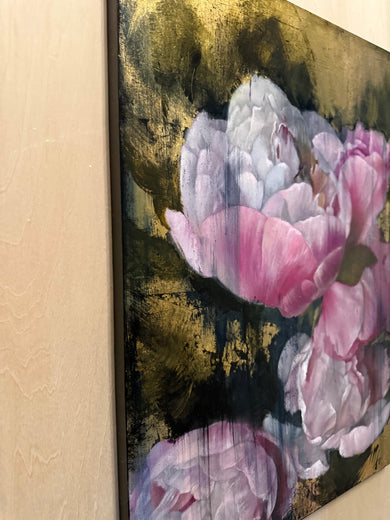 Gold Peonies by Mara Light |  Side View of Artwork 