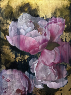 Original art for sale at UGallery.com | Gold Peonies by Mara Light | $1,700 | oil painting | 24' h x 18' w