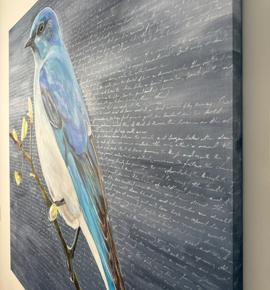 Bluebird by Maria Karla Watson |  Side View of Artwork 