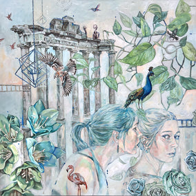 Original art for sale at UGallery.com | Birds of a Feather by Marie-Eve Champagne | $1,900 | acrylic painting | 36' h x 36' w