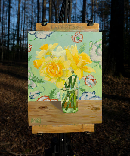 Daffodils on Green by Mary Beatty-Brooks |  Context View of Artwork 