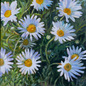 acrylic painting by Mary Beatty-Brooks titled Daisies Greet the Sun