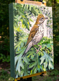 Original art for sale at UGallery.com | Ethereal Wood Thrush by Mary Beatty-Brooks | $600 | acrylic painting | 12' h x 9' w | thumbnail 2