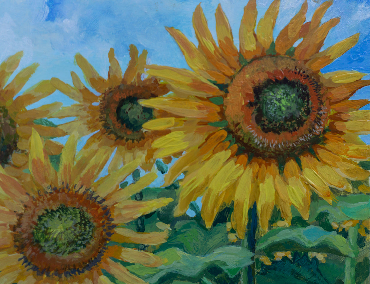 Field of Sunflowers by Mary Beatty-Brooks |  Closeup View of Artwork 