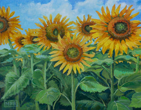 Original art for sale at UGallery.com | Field of Sunflowers by Mary Beatty-Brooks | $400 | acrylic painting | 8' h x 10' w