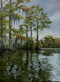 acrylic painting by Mary Beatty-Brooks titled Kayaking from Edenton Bay