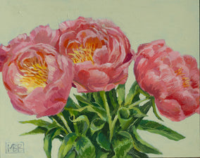 Original art for sale at UGallery.com | Pink Peonies by Mary Beatty-Brooks | $400 | acrylic painting | 8' h x 10' w
