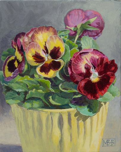 Yellow, Red and Purple Pansies by Mary Beatty-Brooks | Artwork Main Image