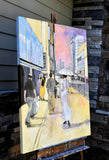 Original art for sale at UGallery.com | City Stroll by Mary Pratt | $2,800 | acrylic painting | 48' h x 36' w | thumbnail 2