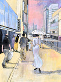 Original art for sale at UGallery.com | City Stroll by Mary Pratt | $2,800 | acrylic painting | 48' h x 36' w | thumbnail 1