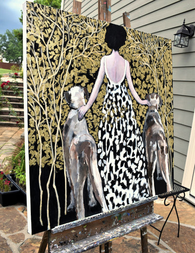 The Golden Path of Best Friends by Mary Pratt |  Side View of Artwork 