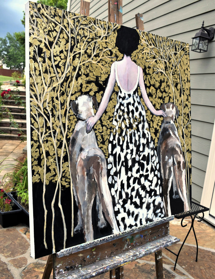 The Golden Path of Best Friends by Mary Pratt |  Side View of Artwork 