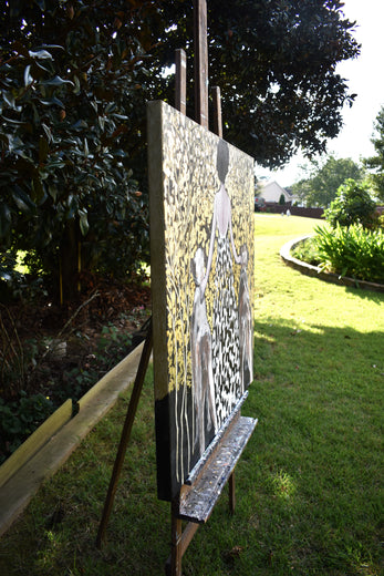 The Golden Path of Best Friends by Mary Pratt |  Side View of Artwork 