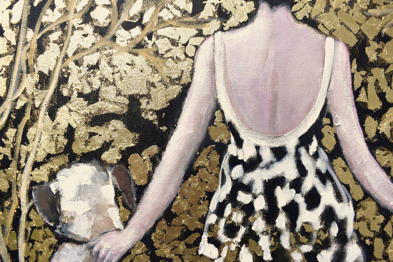 The Golden Path of Best Friends by Mary Pratt |   Closeup View of Artwork 