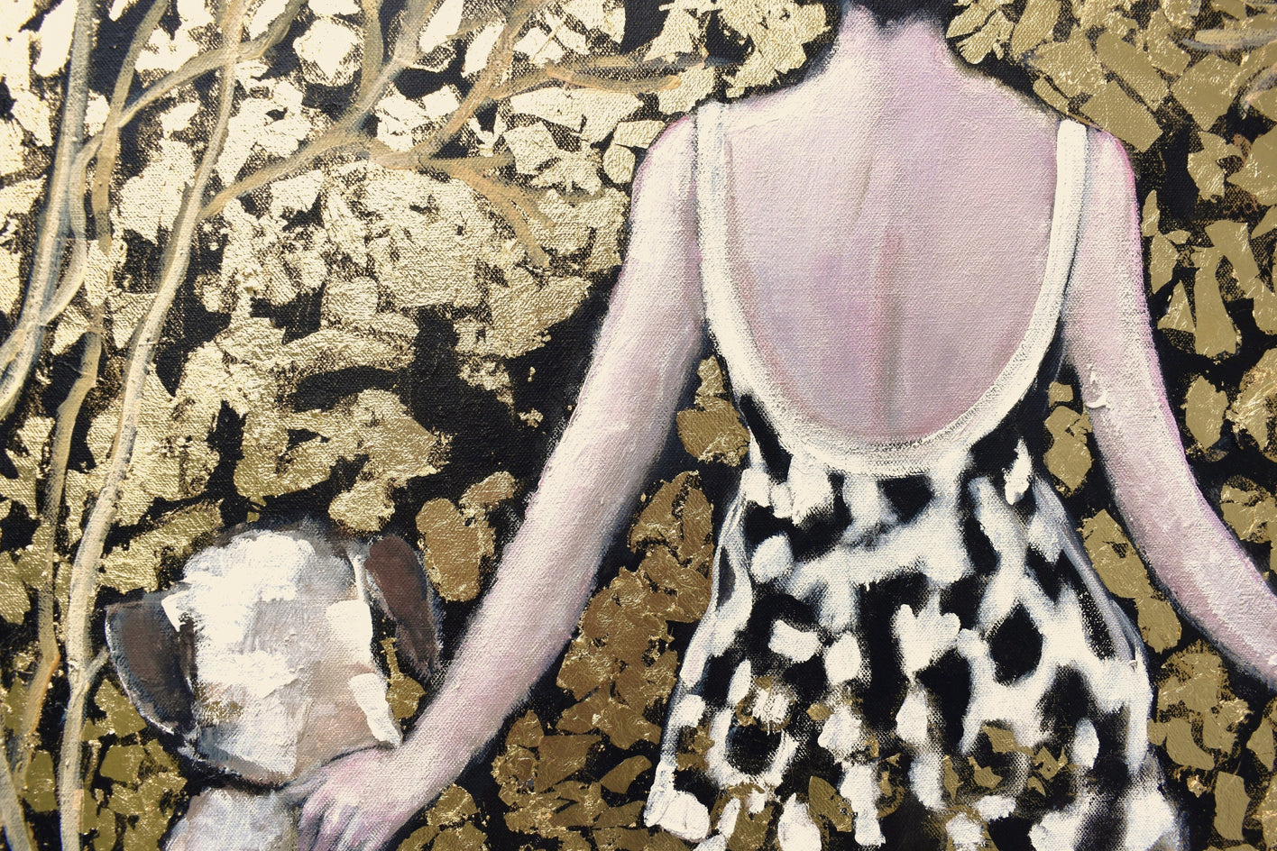 The Golden Path of Best Friends by Mary Pratt |  Closeup View of Artwork 