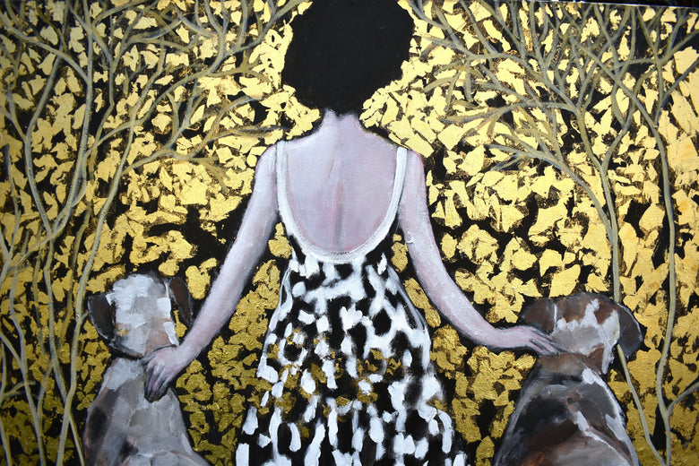 The Golden Path of Best Friends by Mary Pratt |   Closeup View of Artwork 