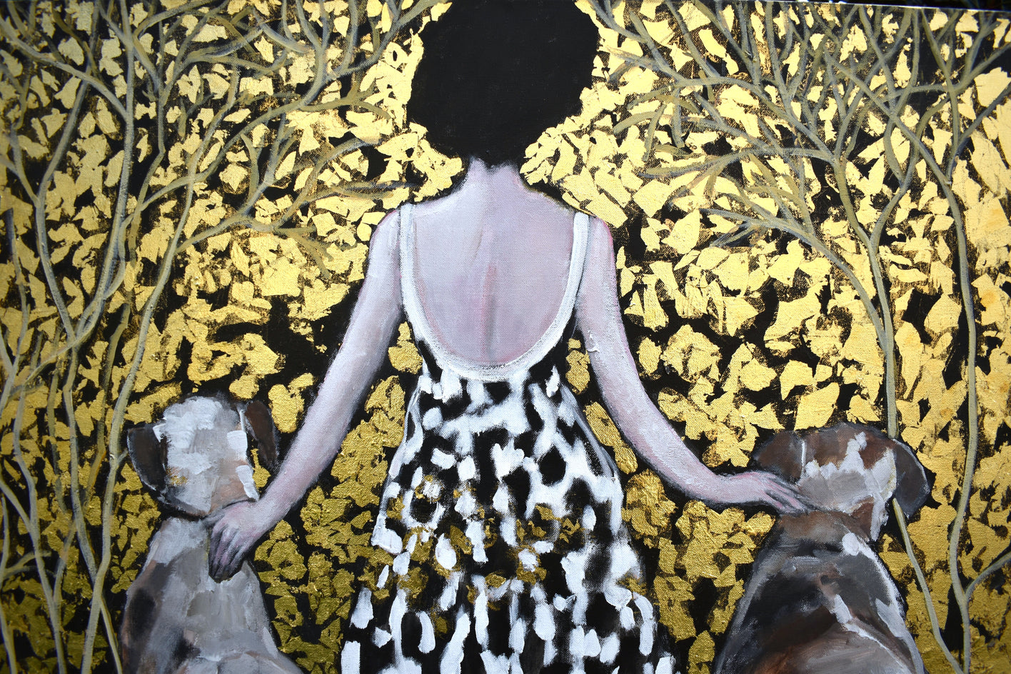 The Golden Path of Best Friends by Mary Pratt |  Closeup View of Artwork 
