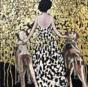 Original art for sale at UGallery.com | The Golden Path of Best Friends by Mary Pratt | $2,175 | mixed media artwork | 36' h x 36' w