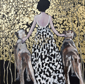mixed media artwork by Mary Pratt titled The Golden Path of Best Friends