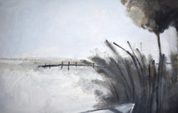 Original art for sale at UGallery.com | A Boat on the Shore by Mary Pratt | $1,575 | oil painting | 30' h x 40' w | thumbnail 4