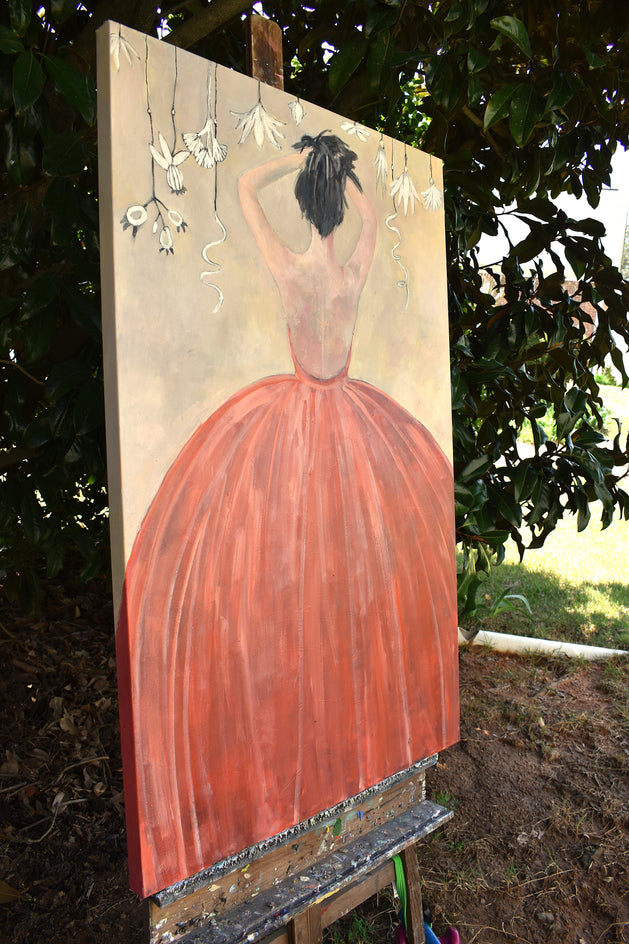 Captured in Red by Mary Pratt |  Side View of Artwork 