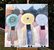 Original art for sale at UGallery.com | Tale of Two Moons by Mary Pratt | $3,800 | oil painting | 48' h x 48' w | thumbnail 3