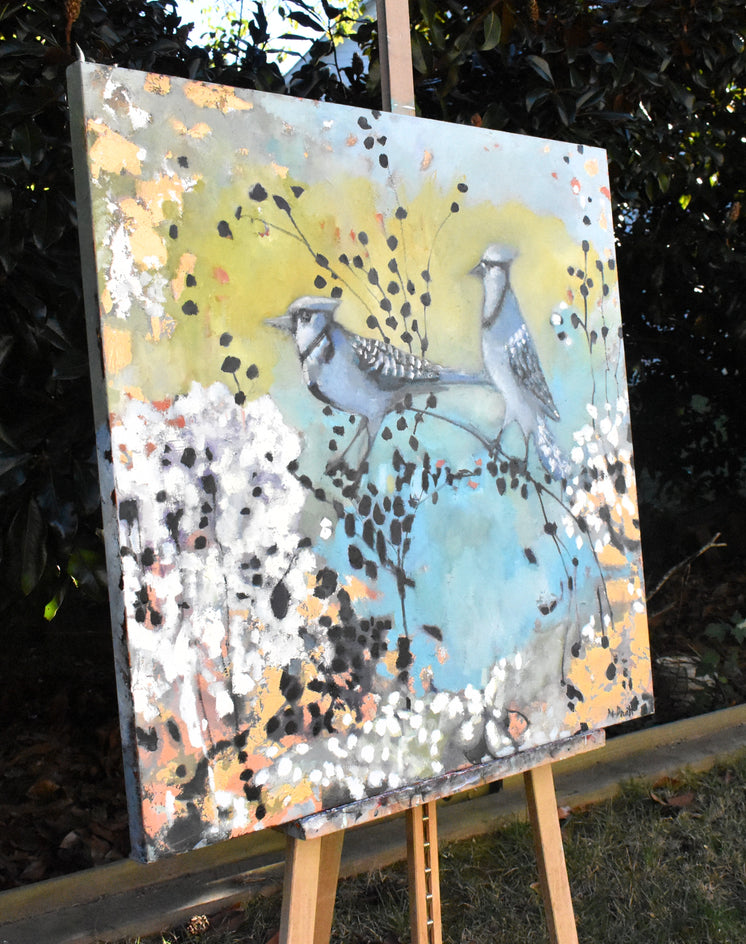 Jay and Jaylene Making Every Tweet Count by Mary Pratt |  Side View of Artwork 