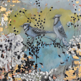oil painting by Mary Pratt titled Jay and Jaylene Making Every Tweet Count