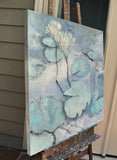 Original art for sale at UGallery.com | Lily Pad Pond by Mary Pratt | $1,900 | oil painting | 36' h x 36' w | thumbnail 2
