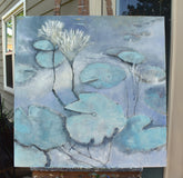 Original art for sale at UGallery.com | Lily Pad Pond by Mary Pratt | $1,900 | oil painting | 36' h x 36' w | thumbnail 3