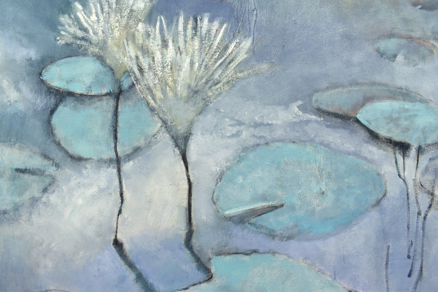 Lily Pad Pond by Mary Pratt |  Closeup View of Artwork 