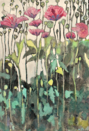 Original art for sale at UGallery.com | Tall Poppies by Mary Pratt | $1,600 | oil painting | 36' h x 24' w