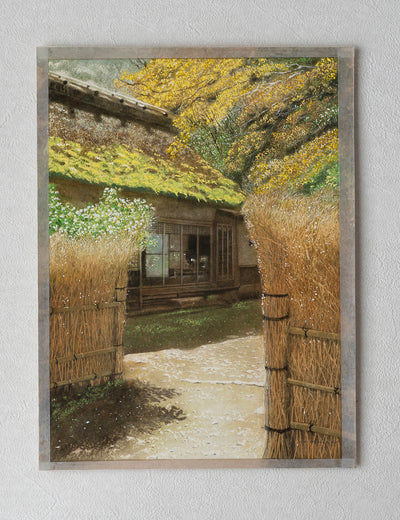 A Gate with a Bamboo Fence and a Thatched-Roof Building by Masato Watanabe |  Context View of Artwork 