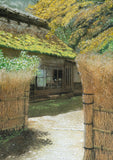 Original art for sale at UGallery.com | A Gate with a Bamboo Fence and a Thatched-Roof Building by Masato Watanabe | $1,400 | watercolor painting | 16' h x 12' w | thumbnail 1