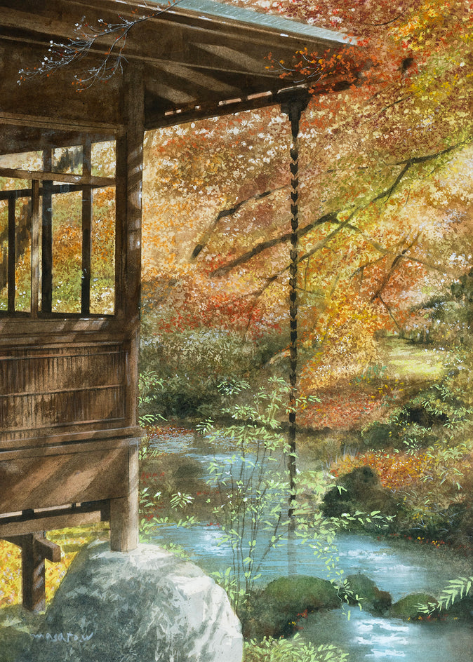Autumn Foliage and Traditional Japanese Buildings by Masato Watanabe |  Artwork Main Image 