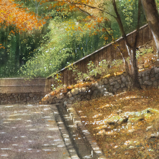 Autumn Light Along the Forest Path by Masato Watanabe |   Closeup View of Artwork 