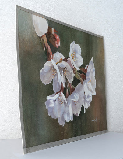 Cherry Blossoms in Close-Up by Masato Watanabe |  Side View of Artwork 