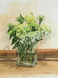 Original art for sale at UGallery.com | Green Flowers in a Glass Vase by Masato Watanabe | $1,000 | watercolor painting | 16' h x 12' w | thumbnail 1