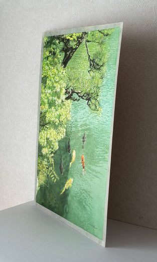 Carp in a Japanese Garden Pond by Masato Watanabe |  Side View of Artwork 