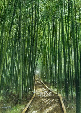 Original art for sale at UGallery.com | Path Through the Bamboo Grove by Masato Watanabe | $1,500 | watercolor painting | 16' h x 12' w