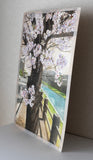 Original art for sale at UGallery.com | Spring Path and Cherry Tree by the River by Masato Watanabe | $1,550 | watercolor painting | 16' h x 12' w | thumbnail 2
