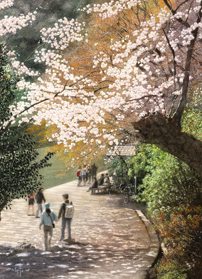 Original art for sale at UGallery.com | Spring Path in Arashiyama, Kyoto by Masato Watanabe | $1,250 | watercolor painting | 16' h x 12' w