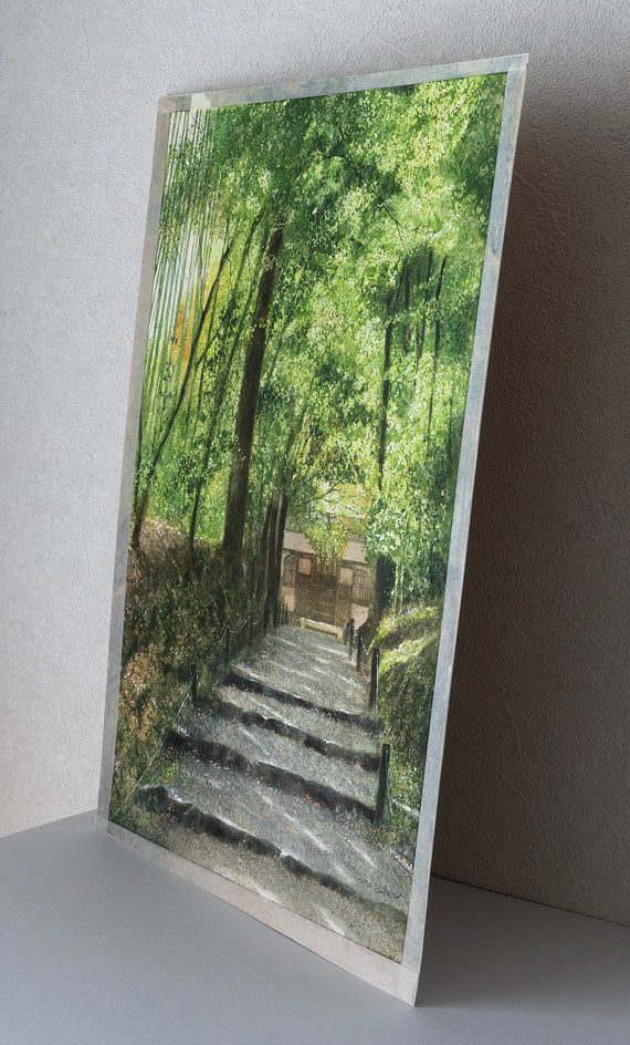 Stone-Paved Path Leading to the Temple by Masato Watanabe |  Side View of Artwork 